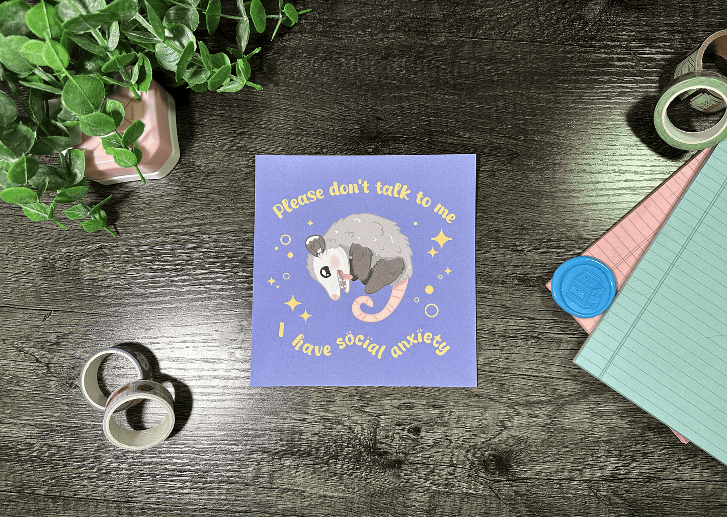 Anxious Possum Mini Print