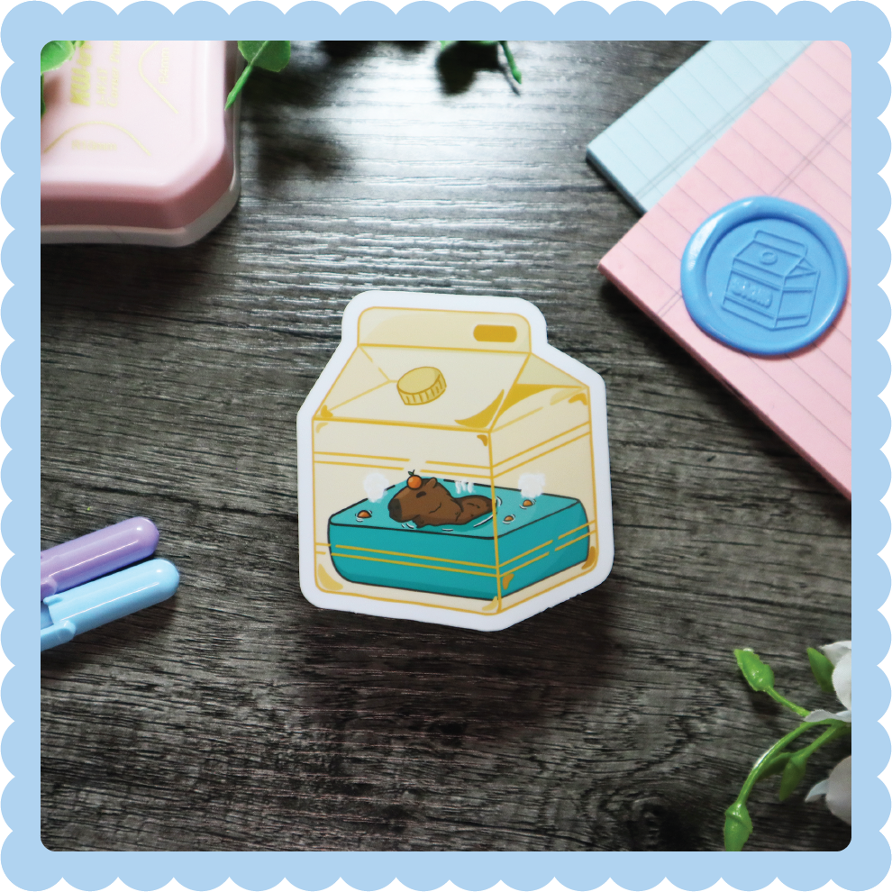 Capybara Milk Carton Sticker