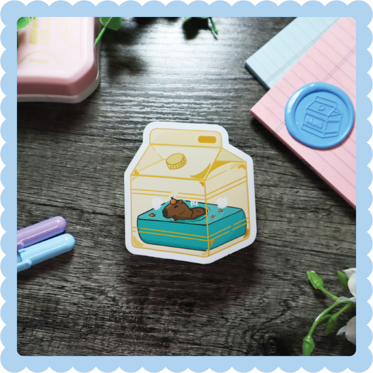 Capybara Milk Carton Sticker