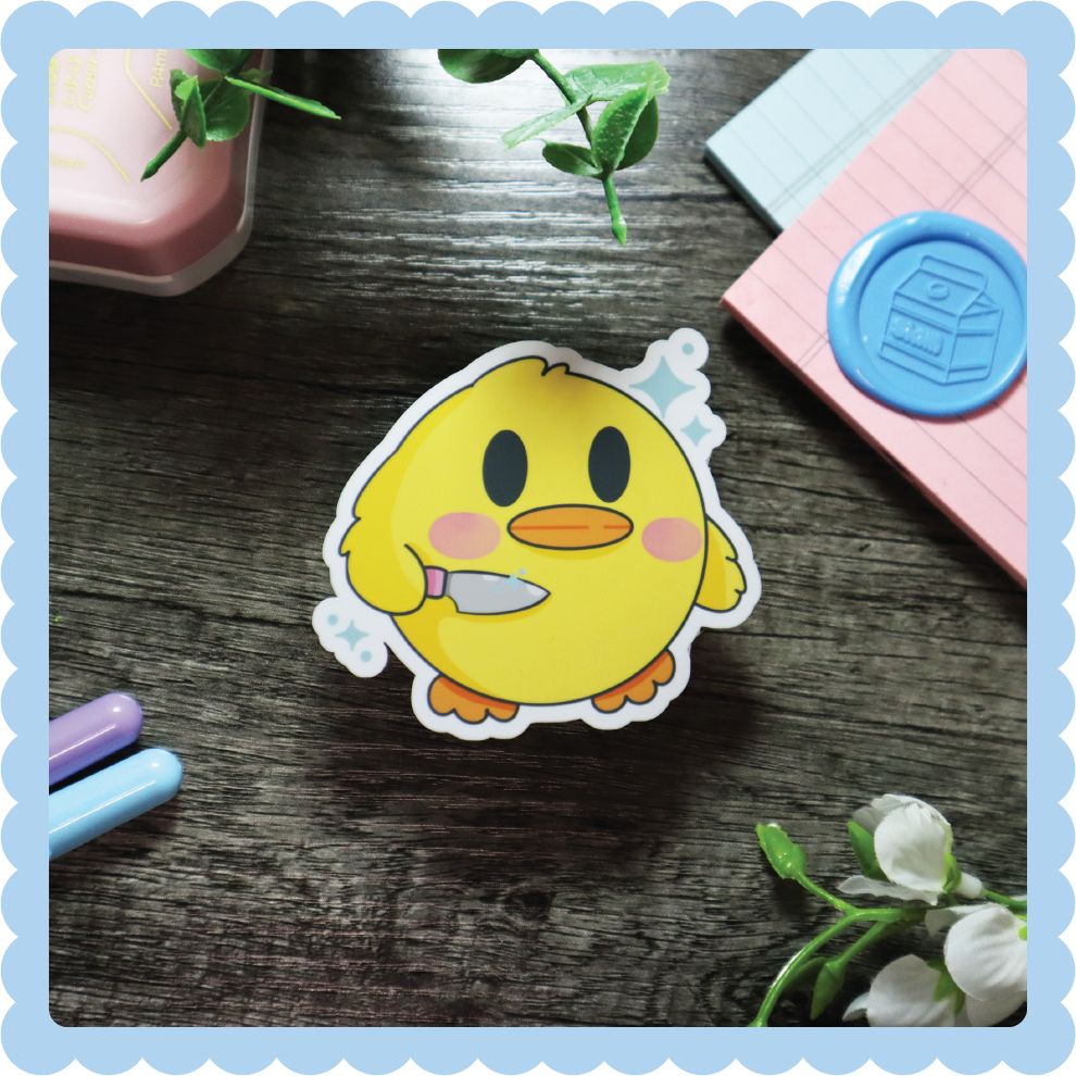 Chick With Knife Sticker