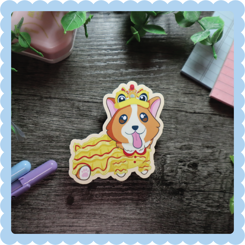 Corgi in Chinese Lion Dance Sticker