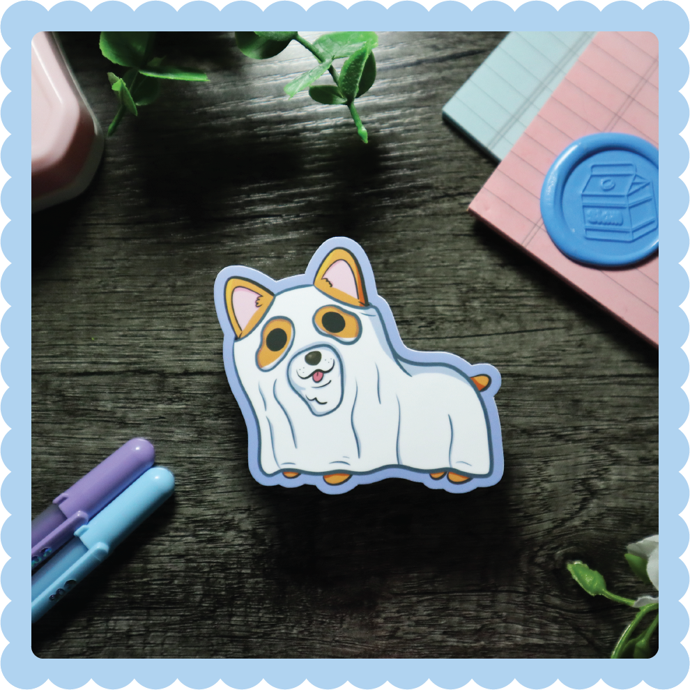 Corgi Ghost Sticker