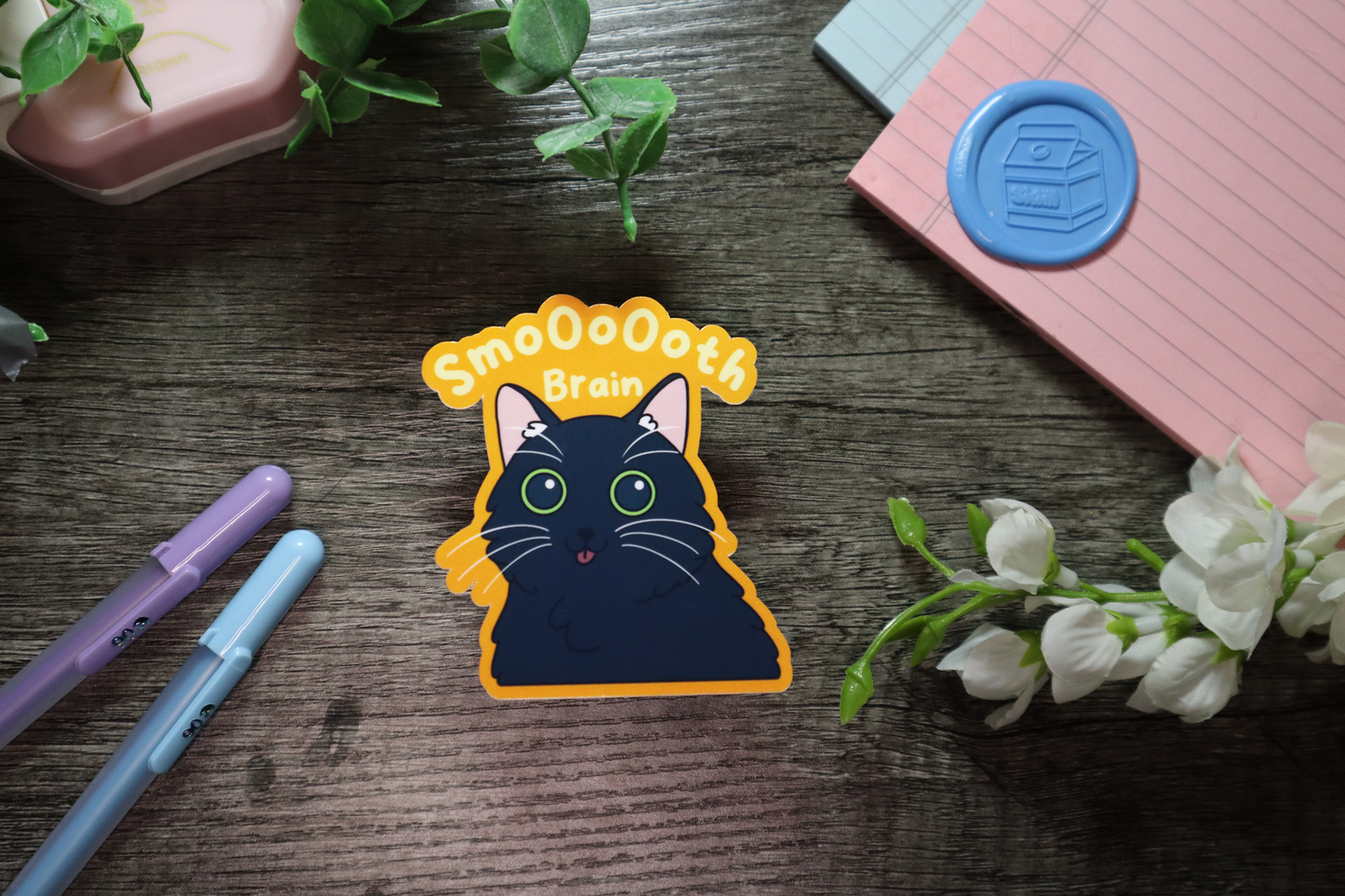 Smooth Brain Cat Sticker