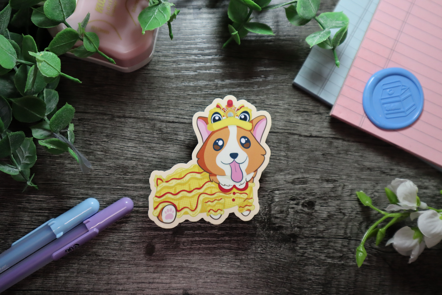 Corgi in Chinese Lion Dance Sticker