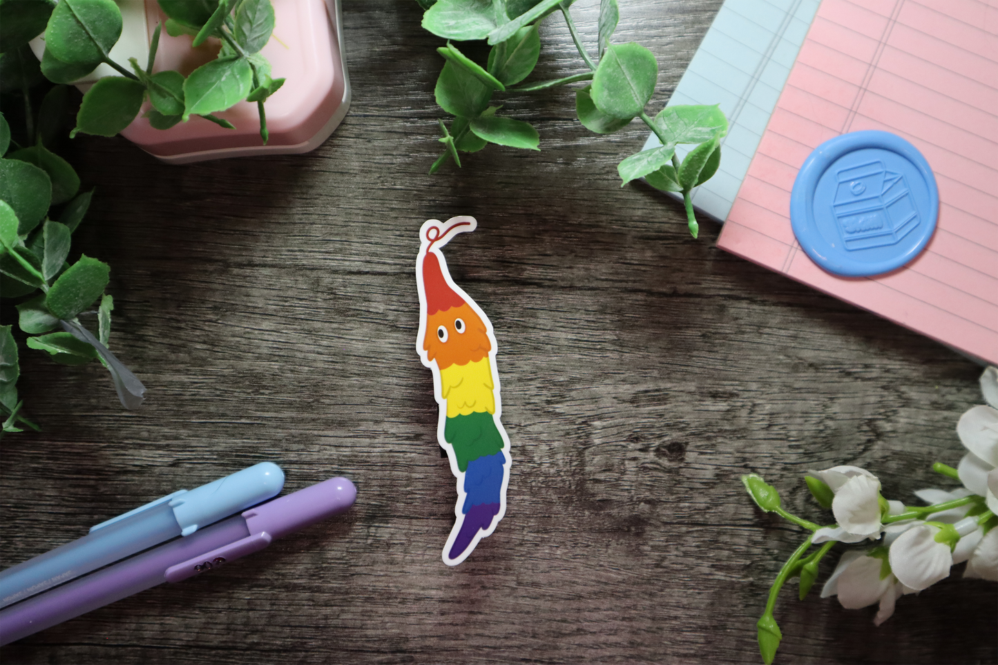 Pride Worm on a String Stickers