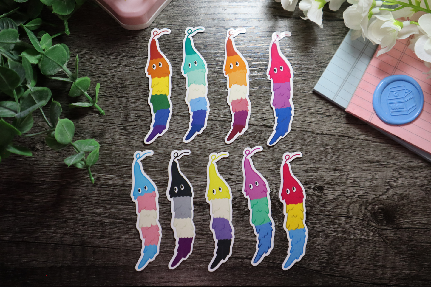 Pride Worm on a String Stickers