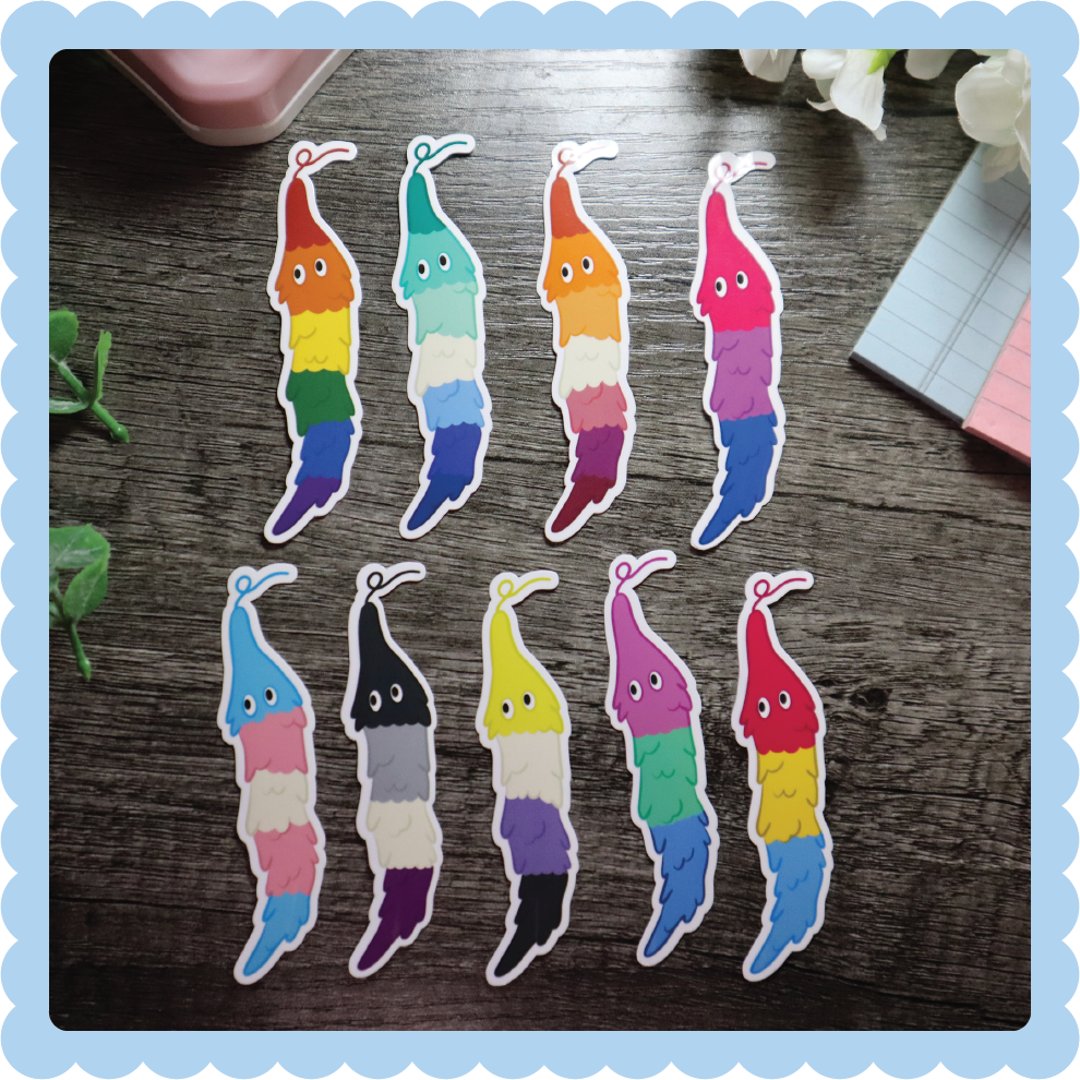 Pride Worm on a String Stickers