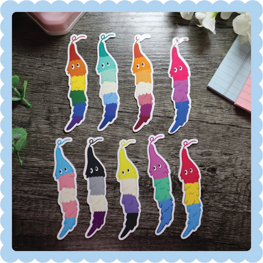 Pride Worm on a String Stickers