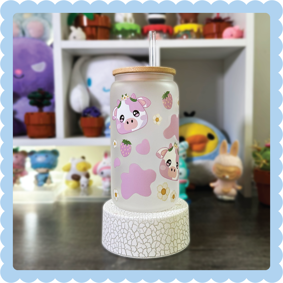 Strawberry Cow Glass Cup